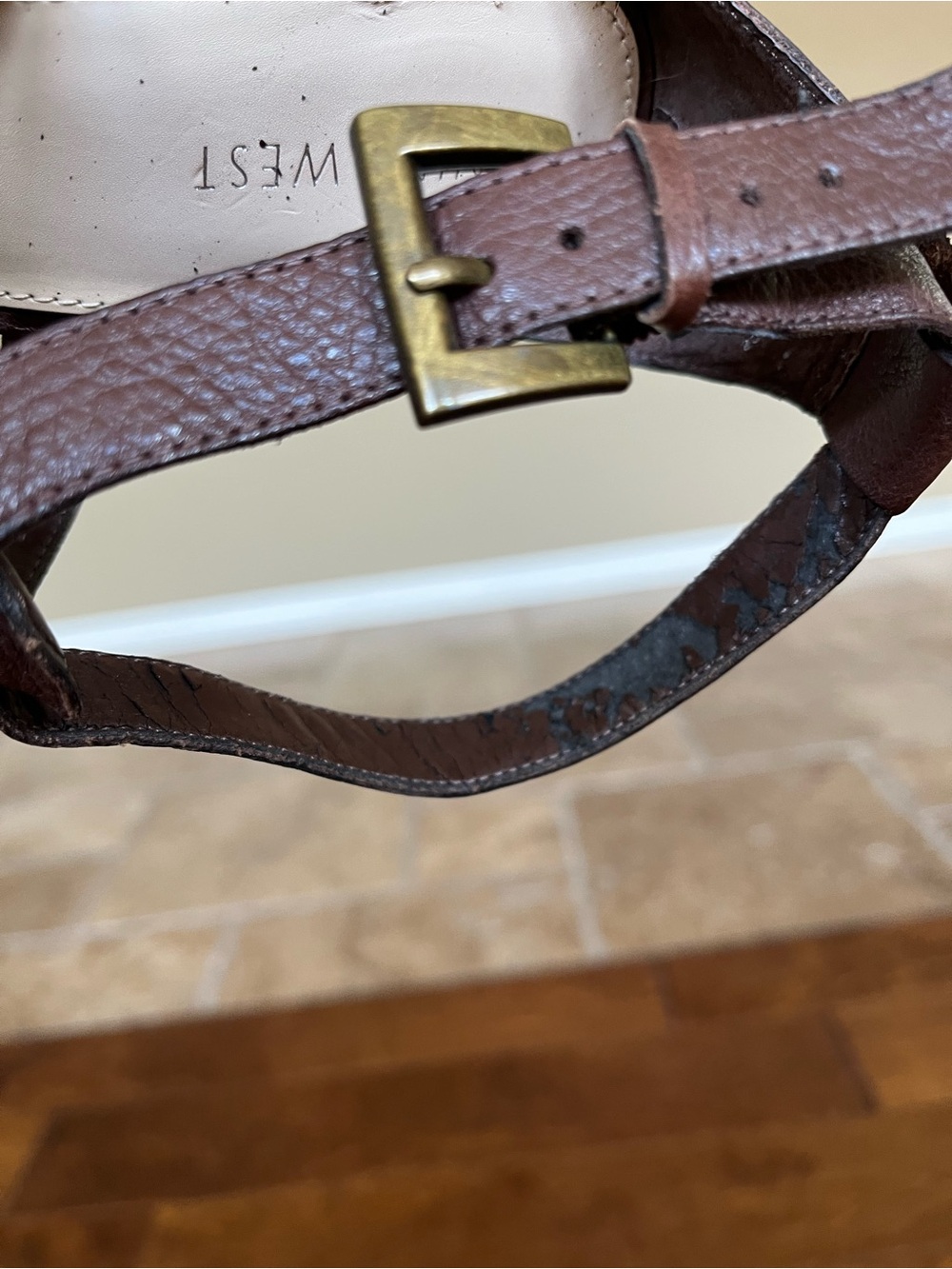 Nine West SZ 9 Brown Leather Strappy Heels - Picture 5 of 11